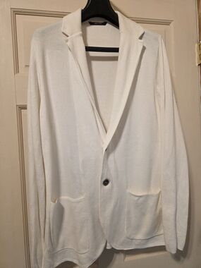 Paul Stuart Men’s Cream Knit Blazer Cardigan